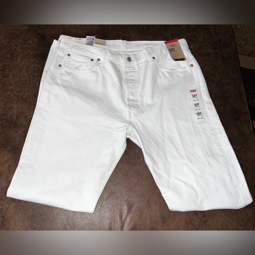 501® ORIGINAL FIT MEN'S BUTTON FLY JEANS 36x34 white NWT